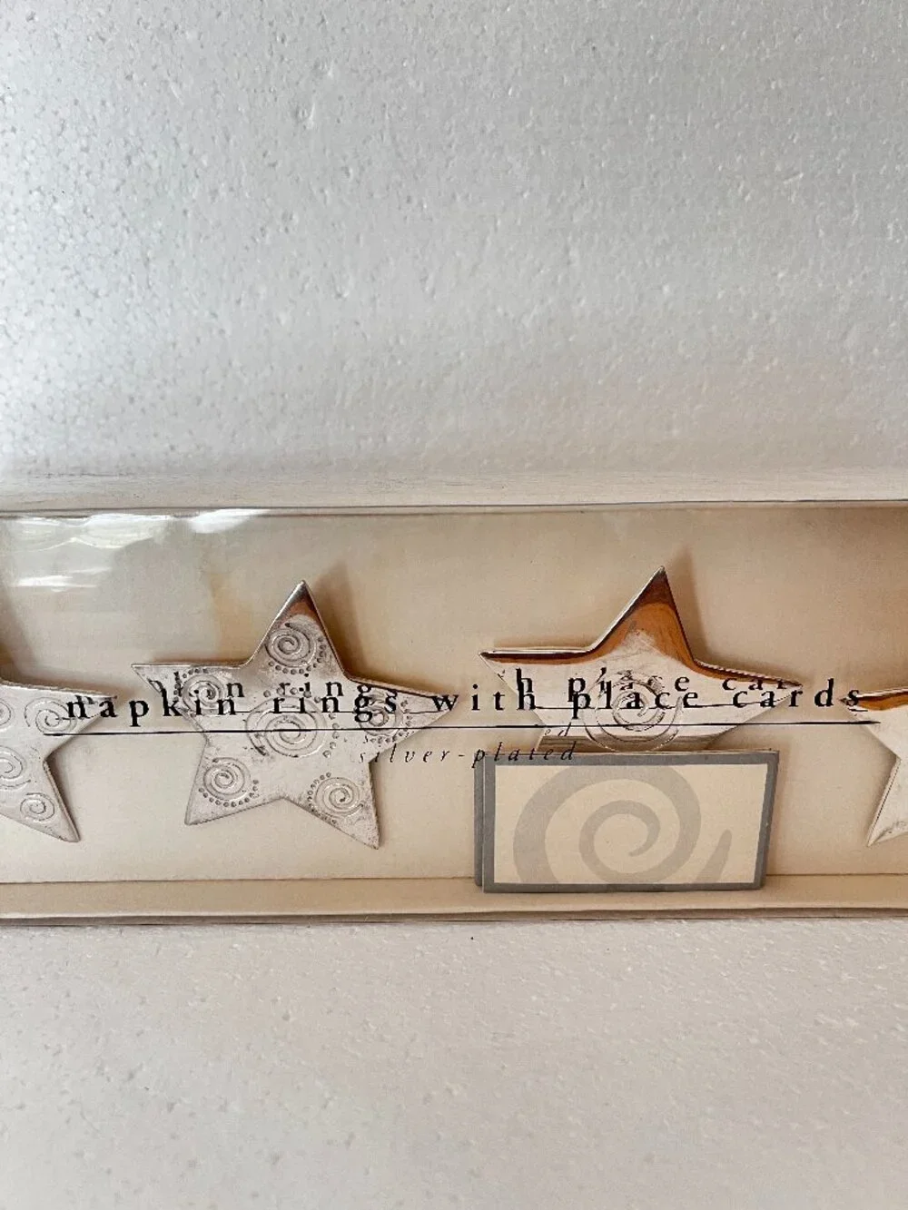 Vintage 90's Pier 1 Silver Plated Star Napkin Rings